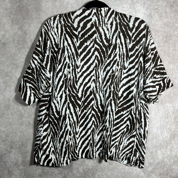 Chico's Cardigan Sweater Womens Size 2 US Large Brown White‎ Zebra Striped Open - Picture 5 of 10